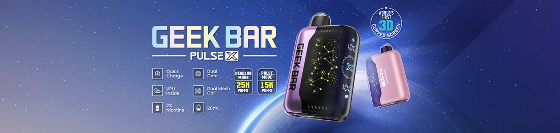 Experience 25,000 puffs with Geek Bar Pulse X! Sleek design, 3D screen, LED lights, and bold flavours. Grab yours today for the ultimate vape!