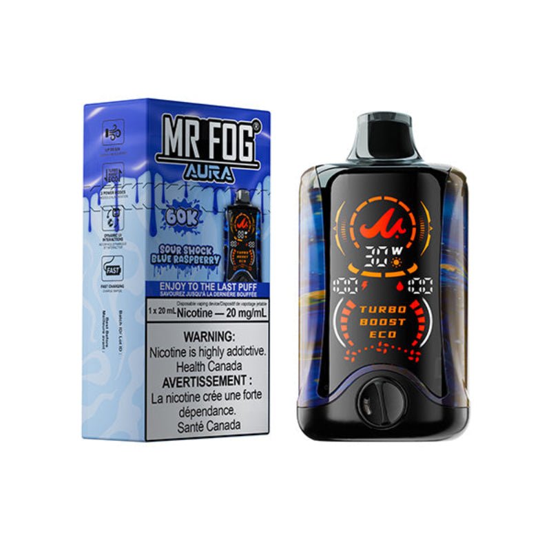 Mr Fog Aura 60K Disposable Vape - Sour Shock Blue Raspberry - DISPOSABLE - Mister Vapor