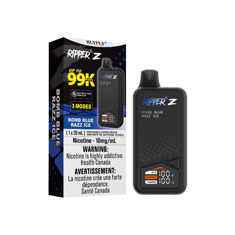 Ripper Z Bomb Blue Razz Ice 10mg 99k Disposable Vape