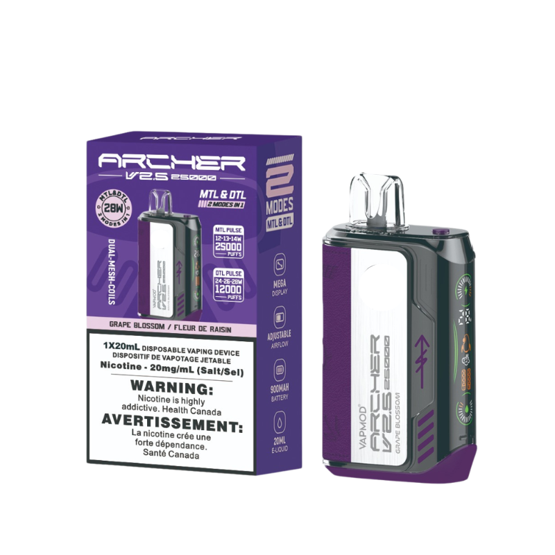 BUY ARCHER VAPMOD 25k GRAPE BLOSSOM DISPOSABLE VAPE MISTER VAPOR CANADA ontario
