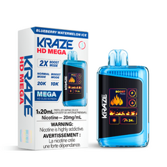 BLUEBERRY WATERMELON ICE KRAZE HD MEGA (20000 PUFFs) DISPOSABLE VAPE Experience the ultimate chill with a blend of juicy blueberry and sweet watermelon, all wrapped in a refreshing icy finish.