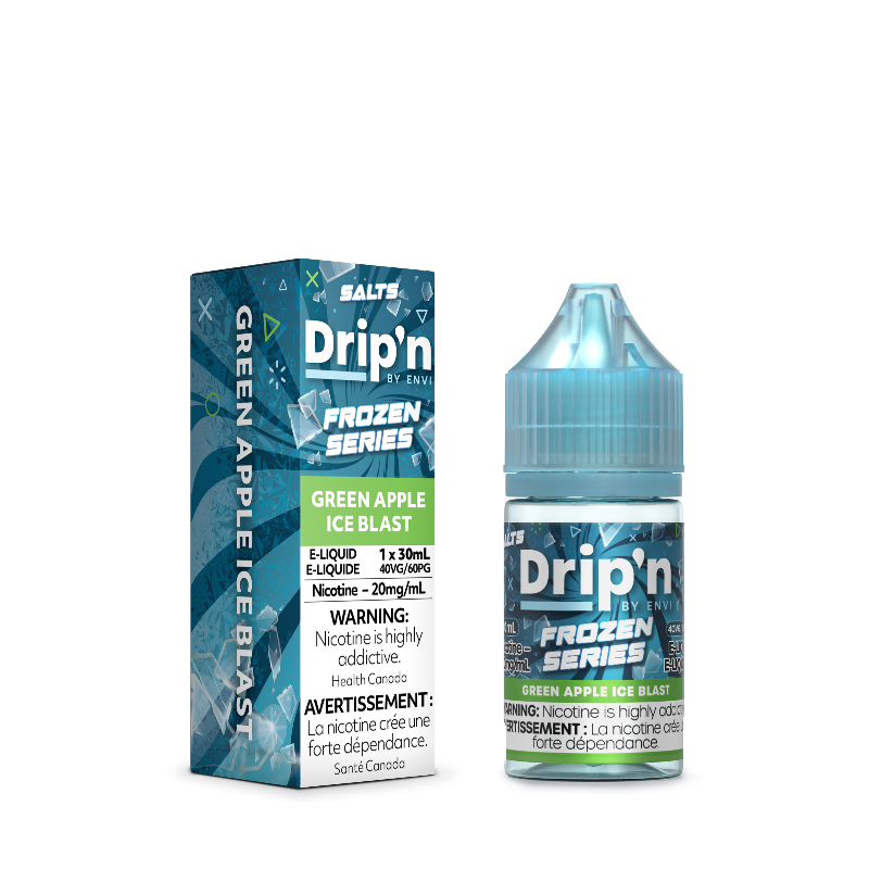 NEW RELEASE! GREEN APPLE ICE DRIP'N FROZEN SERIES E-LIQUID - 20mg/mL nicotine strength , 30ml e-liquid and 40vg/60pg ratio.Buy now at MV