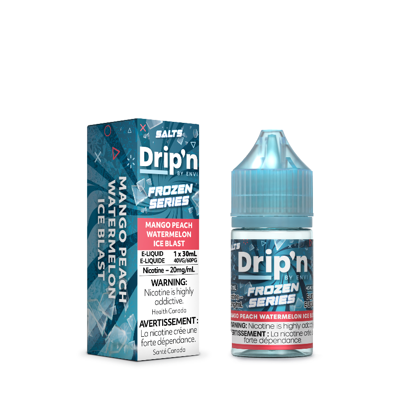 NEW RELEASE! MANGO PEACH WATERMELON ICE DRIP'N FROZEN SERIES E-LIQUID - 20mg/mL nicotine strength , 30ml e-liquid and 40vg/60pg ratio.Buy now at MV