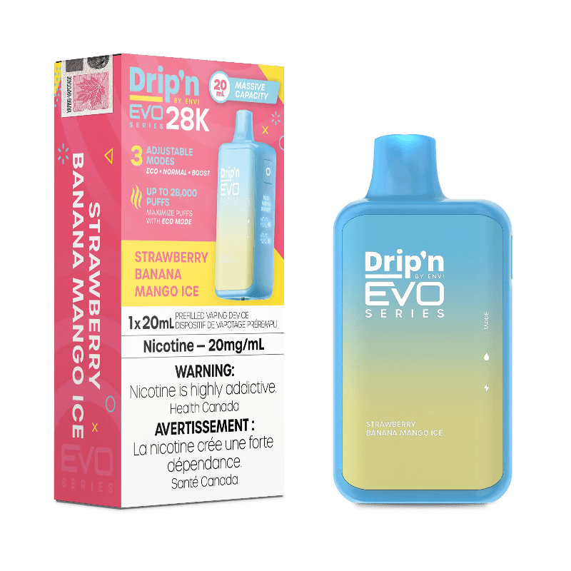 Drip'n EVO 28K Strawberry Banana Mango Ice Disposable Vape - DISPOSABLE - Mister Vapor