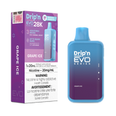 Grape Ice Drip'n EVO 28k Disposable Vape Grape Ice delivers a refreshing burst of sweet, juicy grapes followed by a cool, icy finish that invigorates your senses.