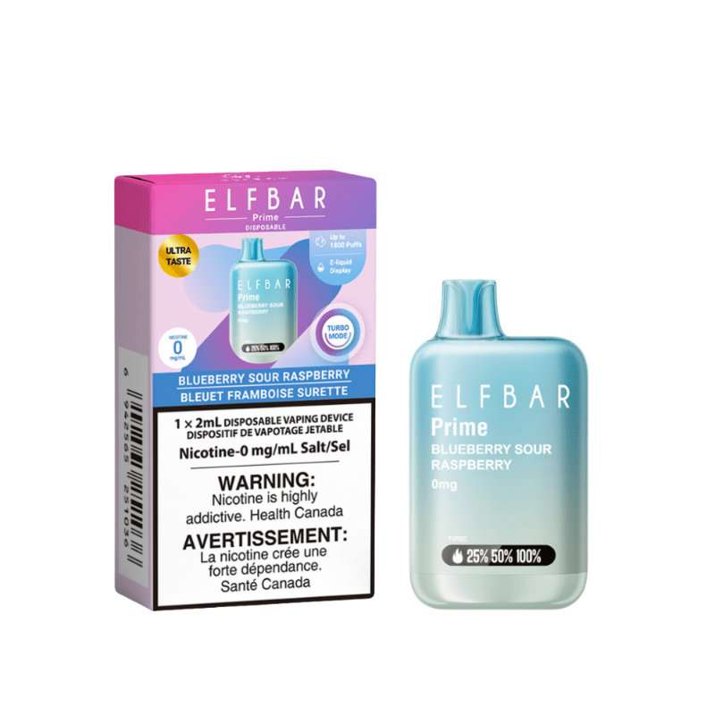 Elf Bar Prime 1800 Nicotine Free Disposable Vape - Blueberry Sour Raspberry - DISPOSABLE - Mister Vapor