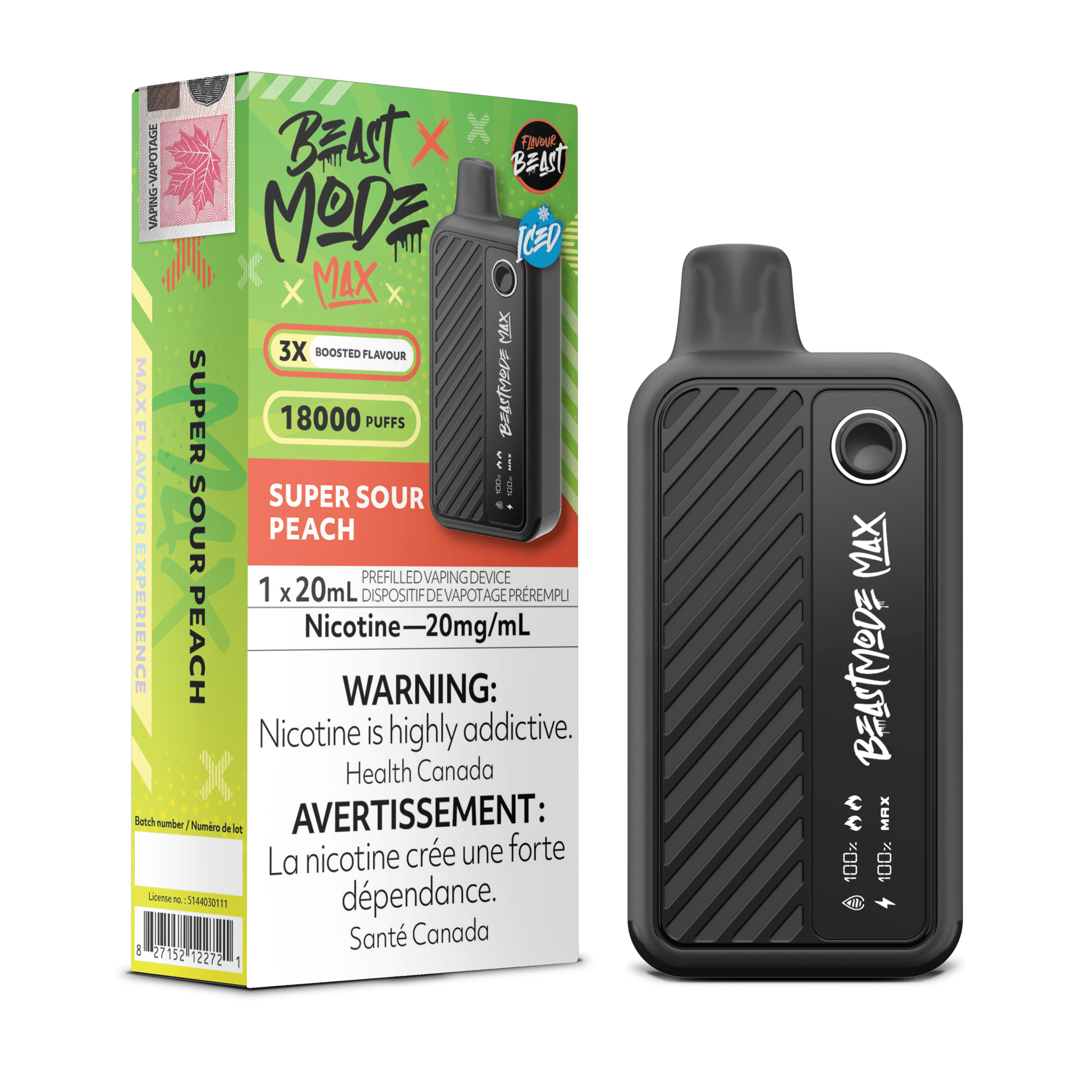Beast Mode Max 18K Super S.Peach Iced Disposable Vape - DISPOSABLE - Mister Vapor