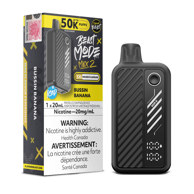 Beast Mode Max 2 50K Bussin Banana Iced By Flavour Beast - DISPOSABLE - Mister Vapor
