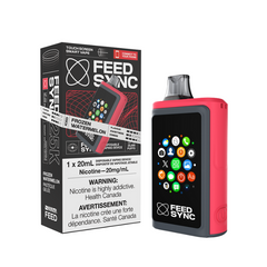 Frozen Watermelon Feed Sync Disposable Vape - 25,000 Puffs Savor the cool, refreshing blast of icy watermelon. Get ready to elevate your vaping game with the Feed Sync Disposable Vape—the world’s first smart disposable vape that’s packed with jaw-dropping features! This amazing device easily connects to both Android and Apple phones, giving you cool perks like SMS alerts, camera control, call functionality, social media updates, and even gaming.