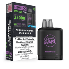 Level X G2 Boost Flavour Beast Pods - Grapplin' Grape Sour Apple Iced, 25k Puffs - Pods - Mister Vapor