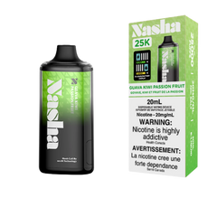Guava Kiwi Passionfruit NASHA 25K DISPOSABLE VAPE: 25000 puffs, OLED screen displaying battery and e-liquid indicator and Type-C Charging. BUY NOW AT MV