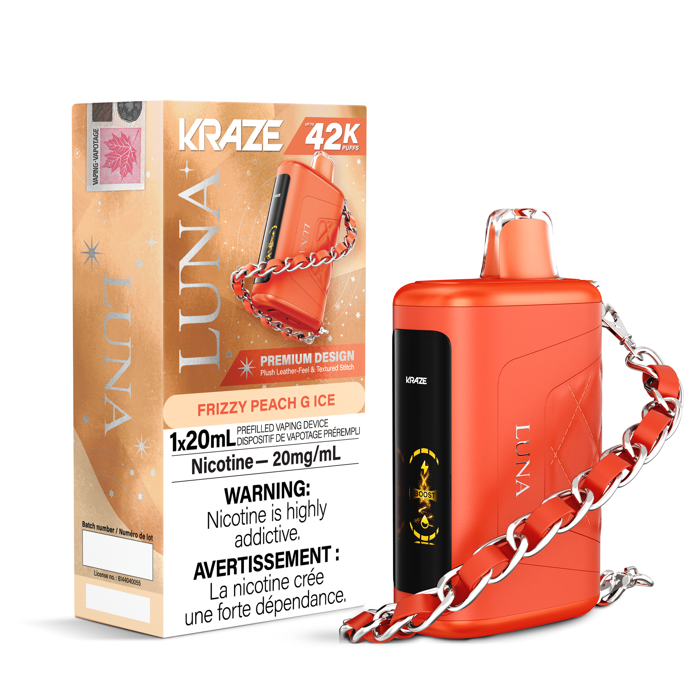 Kraze Luna 42K Frizzy Peach G Ice Disposable Vape