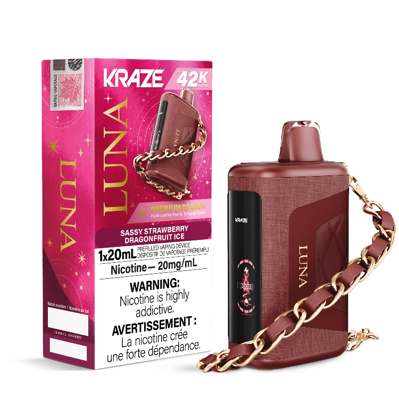 Kraze Luna 42K Sassy Strawberry Dragonfruit Ice Disposable Vape - DISPOSABLE - Mister Vapor