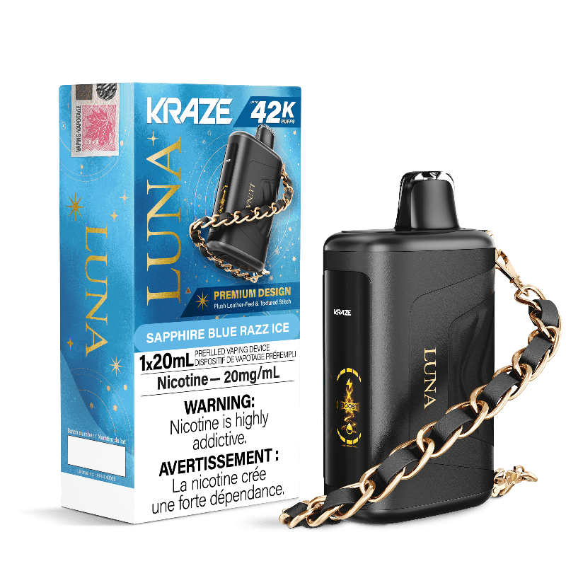 Kraze Luna 42K Sapphire Blue Razz Ice Disposable Vape - DISPOSABLE - Mister Vapor