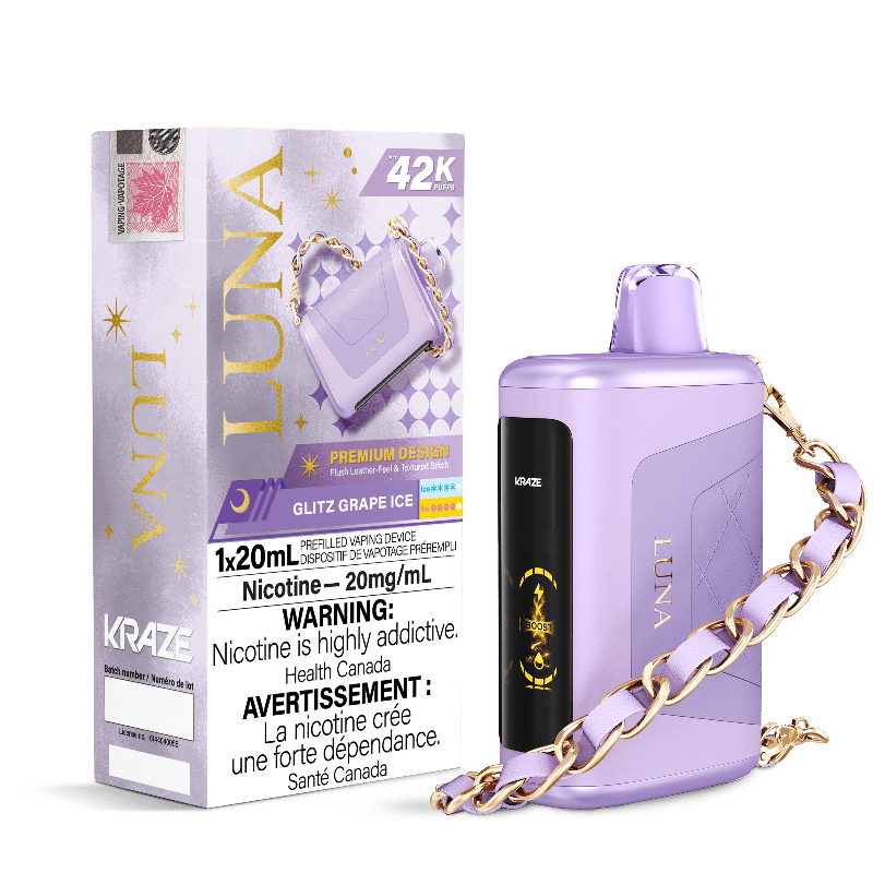 Kraze Luna 42K Glitz Grape Ice Disposable Vape - DISPOSABLE - Mister Vapor