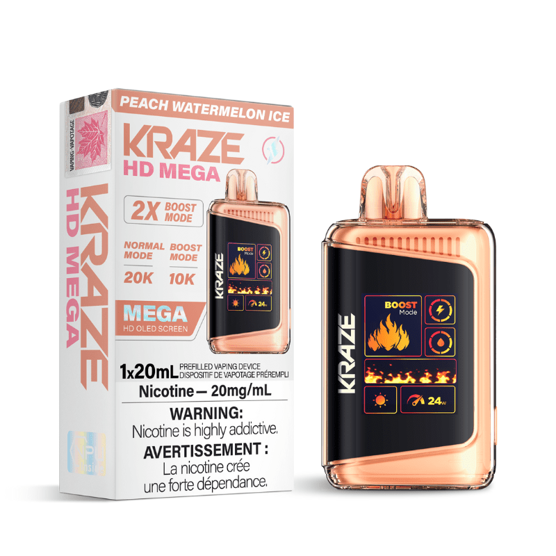 Kraze HD Mega Peach Watermelon Ice (20K Puffs) Disposable Vape - DISPOSABLE - Mister Vapor