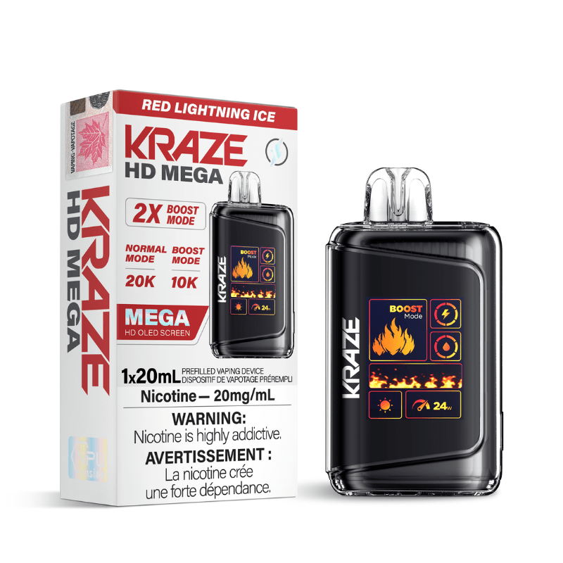 Kraze HD Mega Red Lightning Ice (20K Puffs) Disposable Vape - DISPOSABLE - Mister Vapor