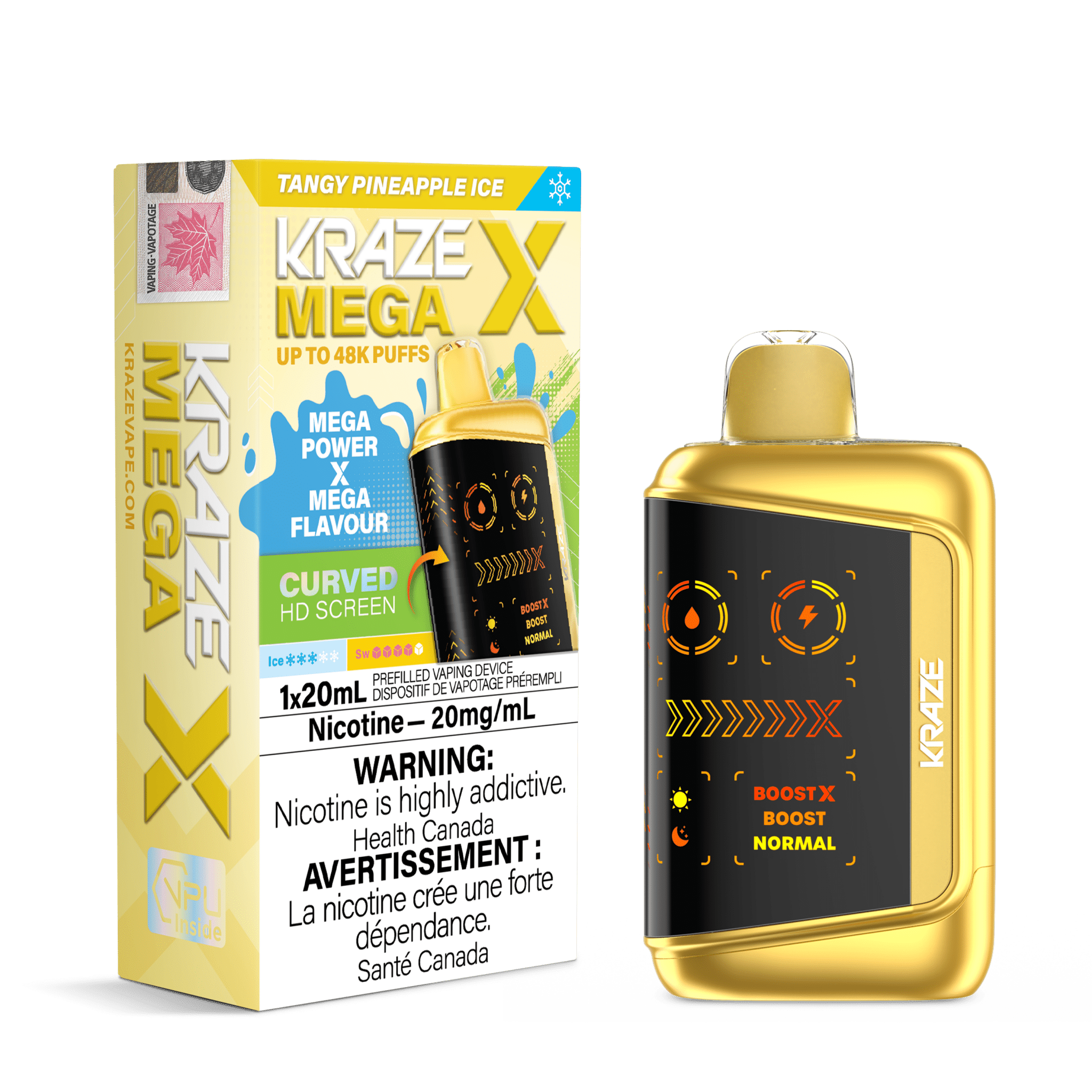 Kraze Mega X 48K - Tangy Pineapple Ice Disposable Vape - DISPOSABLE - Mister Vapor