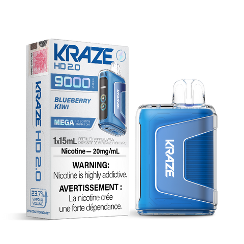BLUEBERRY KIWI KRAZE HD 2.0 DISPOSABLE VAPE (9000 PUFFs) The vibrant blueberry notes bring a burst of sweetness, reminiscent of ripe, juicy berries, while the tangy essence of kiwi adds a zesty and tropical twist to the mix.
