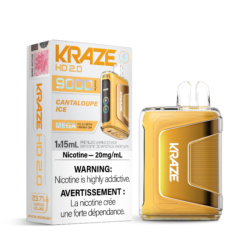 CANTALOUPE ICE KRAZE HD 2.0 DISPOSABLE VAPE (9000 PUFFs) Cantaloupe Ice is a refreshing and invigorating flavor that combines the sweet and juicy essence of ripe cantaloupe with a cooling menthol twist.