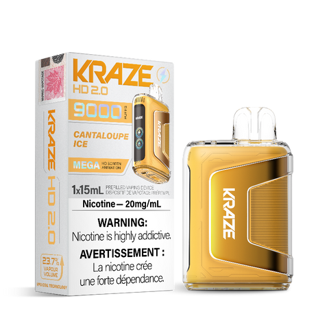 CANTALOUPE ICE KRAZE HD 2.0 DISPOSABLE VAPE (9000 PUFFs) Cantaloupe Ice is a refreshing and invigorating flavor that combines the sweet and juicy essence of ripe cantaloupe with a cooling menthol twist.