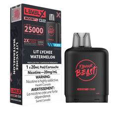 Level X G2 Boost Flavour Beast Pods - Lit Lychee Watermelon Iced, 25k Puffs - Pods - Mister Vapor