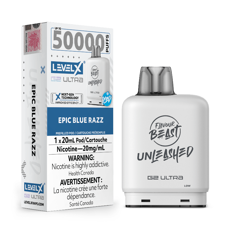 Level X G2 Ultra Flavour Beast Unleashed Pods - Epic Blue Razz Ice, 50K Puffs - PODS - Mister Vapor