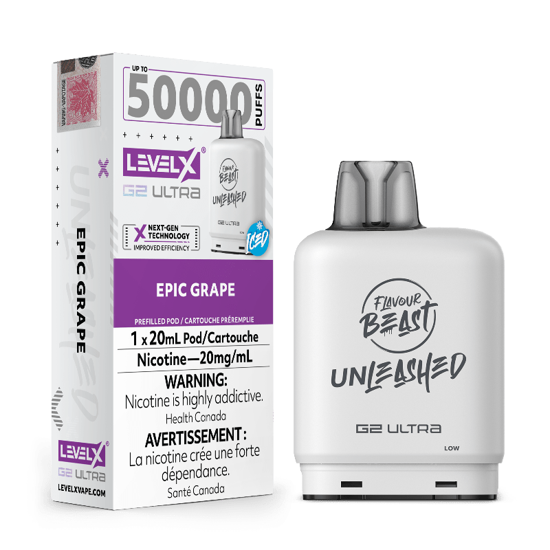 Level X G2 Ultra Flavour Beast Unleashed Pods - Epic Grape Ice, 50K Puffs - PODS - Mister Vapor