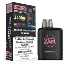Level X G2 Boost Flavour Beast Pods - Str8 Up Strawberry Banana Iced, 25k Puffs - Pods - Mister Vapor