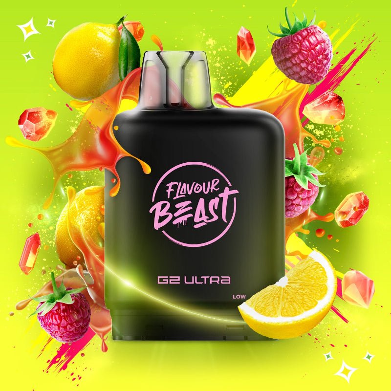 Level X G2 Ultra Flavour Beast Sour Gushin Series Pods - S. Raspberry Lemon 50K Puffs - PODS - Mister Vapor