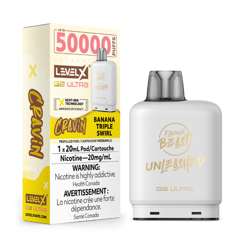 Level X G2 Ultra Flavour Beast Pods - Cravin' Banana Triple Swirl, 50K Puffs - PODS - Mister Vapor