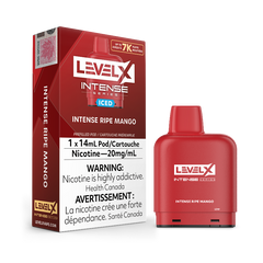 Buy now! INTENSE SERIES RIPE MANGO ICE BY LEVEL X Intense, ripe mango bursts with tropical essence, complemented by a refreshing rush of icy coolness.Introducing the Intense series by Level X – a groundbreaking hybrid pod vape that seamlessly merges the convenience of disposables with the simplicity of pre-filled pods.