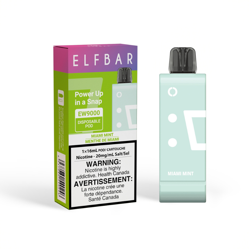 ELF BAR EW9000 MIAMI MINT DISPOSABLE POD (9000 PUFFs) SAME DAY DELIVERY