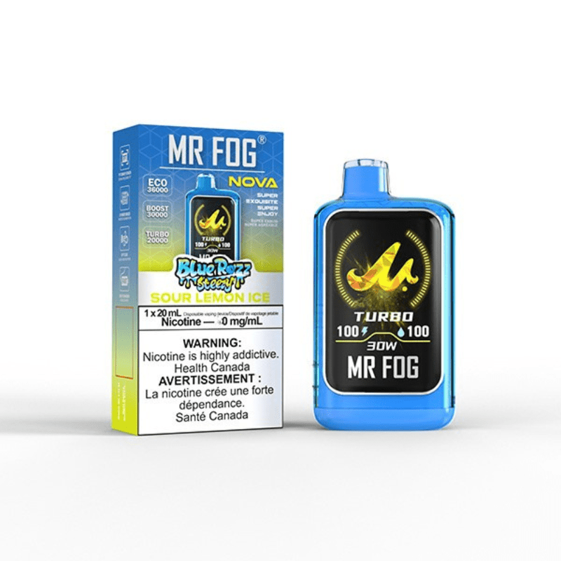 Mr Fog Nova Nicotine Free Blue Razz Steezy Sour Lemon Ice 36K Disposable Vape - DISPOSABLE - Mister Vapor