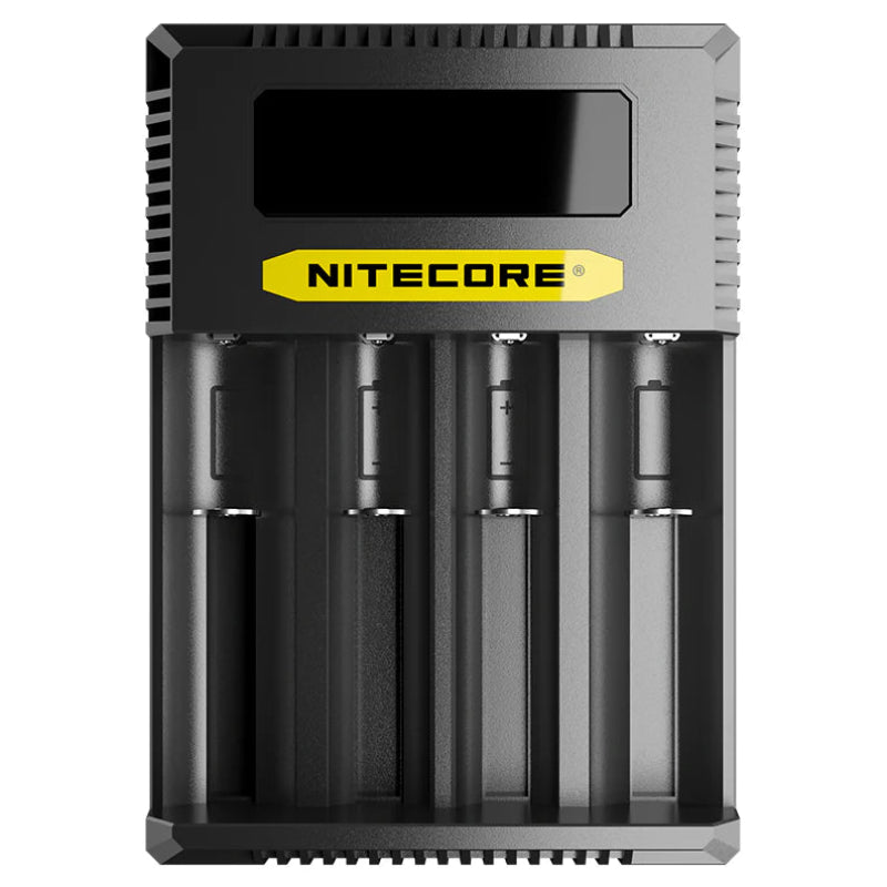 Nitecore battery charger with four slots on a white background