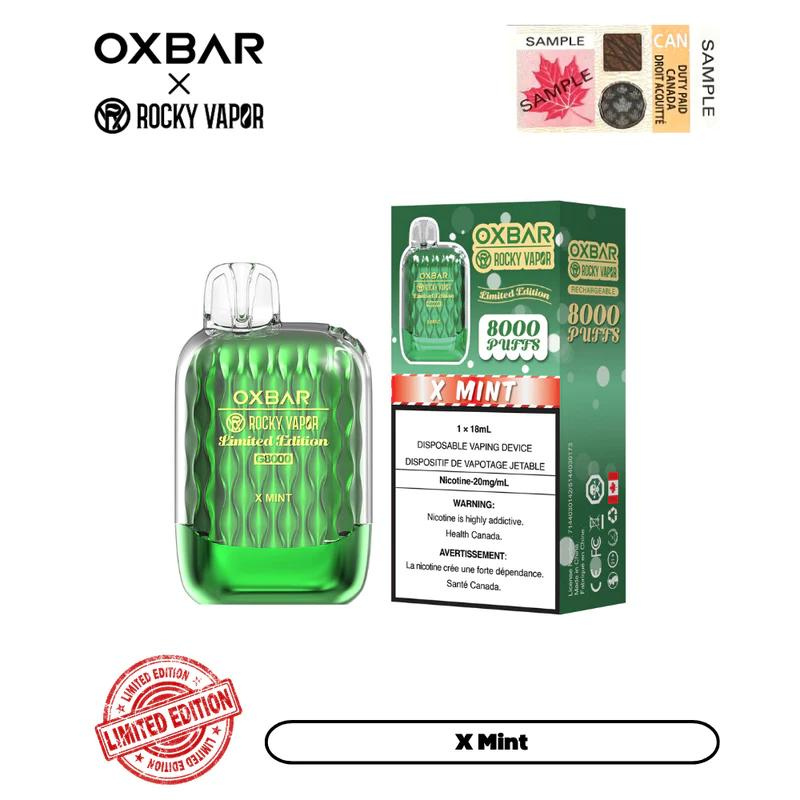 FREE SHIPPING OXBAR G-8000 X MINT (LIMITED EDITION) DISPOSABLE 