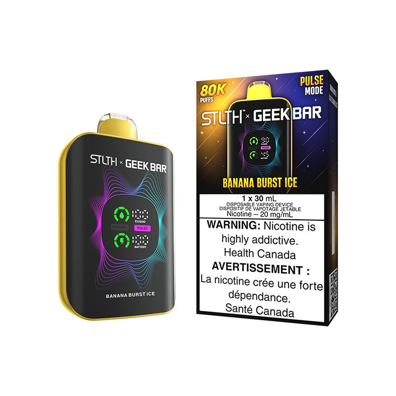 STLTH X GEEKBAR Banana Burst Ice 80K Disposable Vape, 30mL