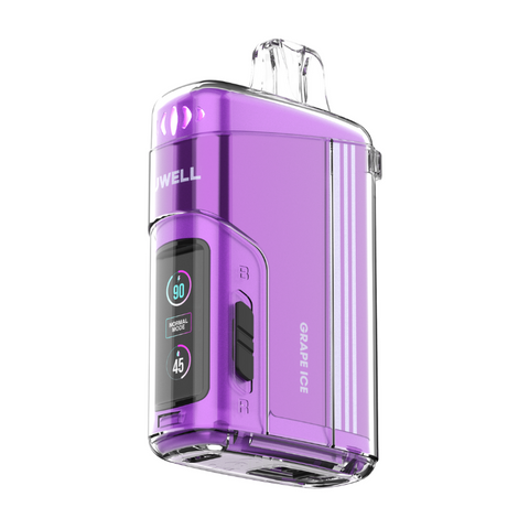 GRAPE ICE UWELL VISCORE 9000 DISPOSABLE VAPE - Picture biting into juicy grapes as a cool breeze fills your mouth with a delicious mix of sweet and refreshing flavors that'll make you want another bite every time. 20mg/mL, 15mL e-liquid, LED screen, Regular Mode and Monster Mode.