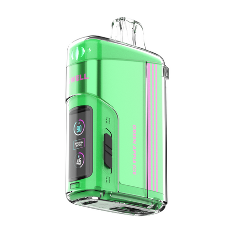 GREEN APPLE ICE UWELL VISCORE 9000 DISPOSABLE VAPE - The delicious taste of crisp green apples with an icy kick! 20mg/mL, 15mL e-liquid, LED screen, Regular Mode and Monster Mode.