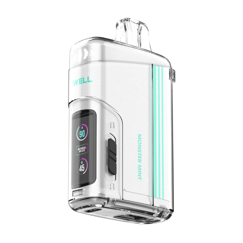 MONSTER MINT UWELL VISCORE 9000 DISPOSABLE VAPE - A bold and crisp mint ice flavour 20mg/mL, 15mL e-liquid, LED screen, Regular Mode and Monster Mode. Free Same-day delivery