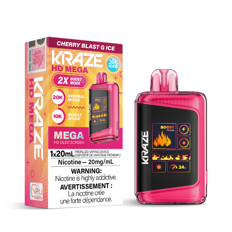 BUY NOW KRAZE HD MEGA CHERRY BLAST ICE (20k PUFFs) DISPOSABLE VAPE AT MV ONT