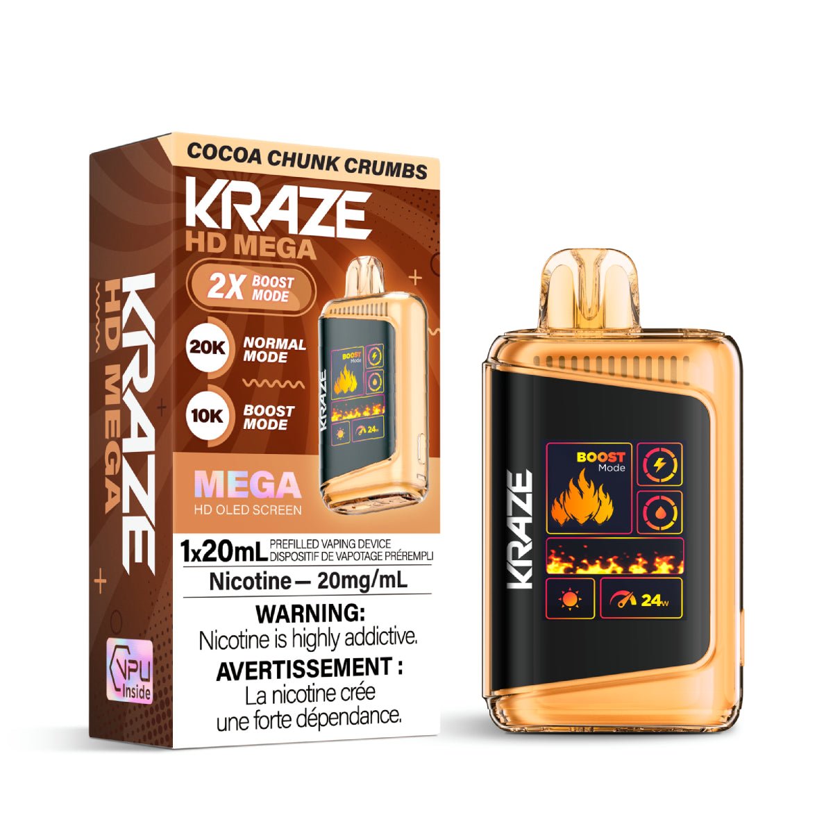 Kraze HD Mega Cocoa Chunk Crumbs (20K Puffs) Disposable Vape - DISPOSABLE - Mister Vapor