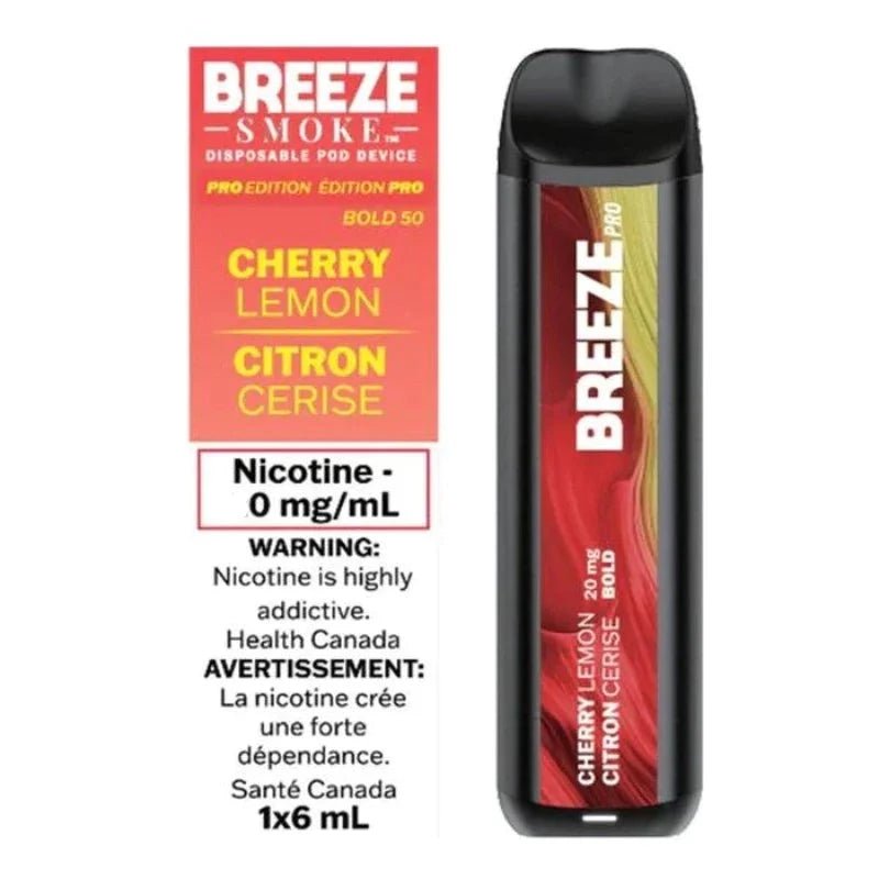 Breeze Pro Cherry Lemon Zero Nic Disposable Vape - DISPOSABLE - Mister Vapor