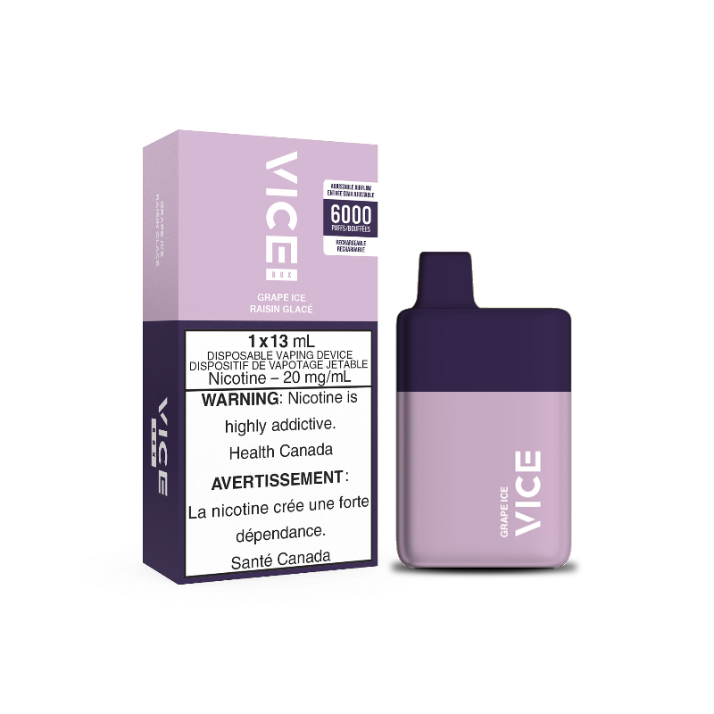 buy now!!VICE BOX GRAPE ICE DISPOSABLE mister vapor Same-day delivery within the zone and express shipping GTA, Scarborough, Brampton, Etobicoke, Mississauga, Markham, Richmond Hill, Ottawa, Montreal, Nova Scotia, PEI, Vancouver, Vaughan, Toronto, York, North York, London, Kingston, Burlington, Hamilton, Quebec City, Halifax, St. John's, Fredericton, Ontario, Laval, Levis, Brossard, Sudbury, Trois-Rivieres,