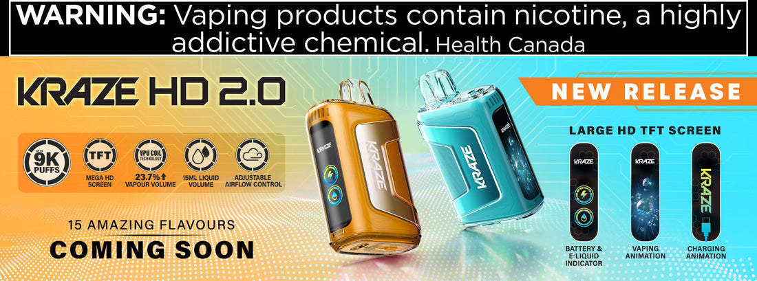 KRAZE HD 2.0 (9000 PUFFs) DISPOSABLE VAPE AT MISTER VAPOR CANADA PEI, Vancouver, Québec, Kamloops, New Brunswick, Calgary, Halifax, St. John's, Fredericton,