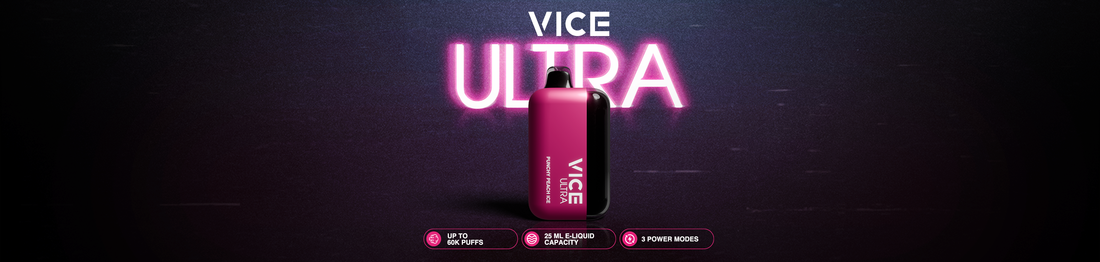 Experience up to 60,000 puffs with VICE ULTRA Disposables! 25mL e-liquid, LED screen, adjustable modes, and rechargeable battery for ultimate vaping.