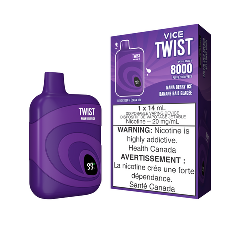GET VICE TWIST (8000 PUFFs) NANA BERRY ICE DISPOSABLE VAPE-MV MONTREAL Free Shipping  BC , NB ,NL, QC , NS , NU, ON, PE, AB, MB, NT, SK ,YT.VAPE STORE NEAR ME WITH THE BEST PRICING AND CUSTOMER SERVICE