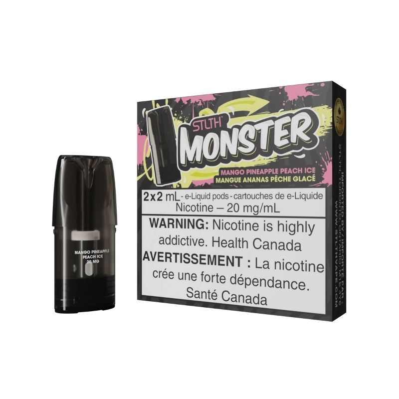 BUY NOW STLTH MONSTER MANGO PINEAPPLE PEACH ICE PODS AT MISTER VAPOR, CANADA