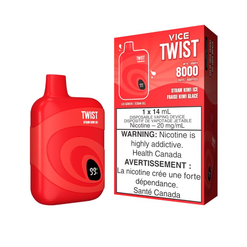 NEW VICE TWIST (8000 PUFFs) TWISTED STRAW KIWI ICE DISPOSABLE VAPE-MISTER VAPOR WE DELIVERY TO QUEBEC