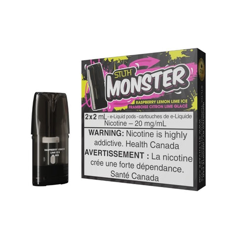 NOW AVAILABLE STLTH MONSTER RASPBERRY LEMON LIME ICE PODS AT MISTER VAPOR,BRITISH COLOMBIA CANADA